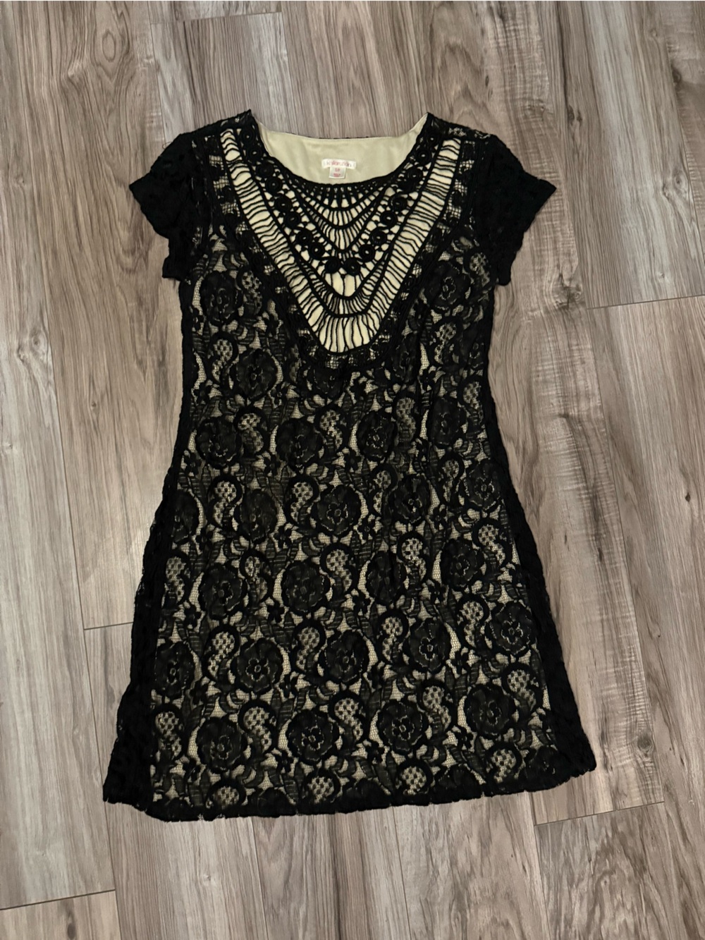 Xhilaration Black Lace Dress with Nude Lining